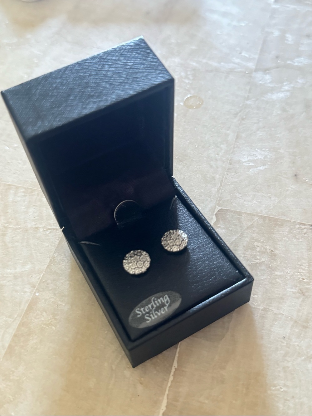 Sterling Silver Pavé Disc Stud Earrings - Silver